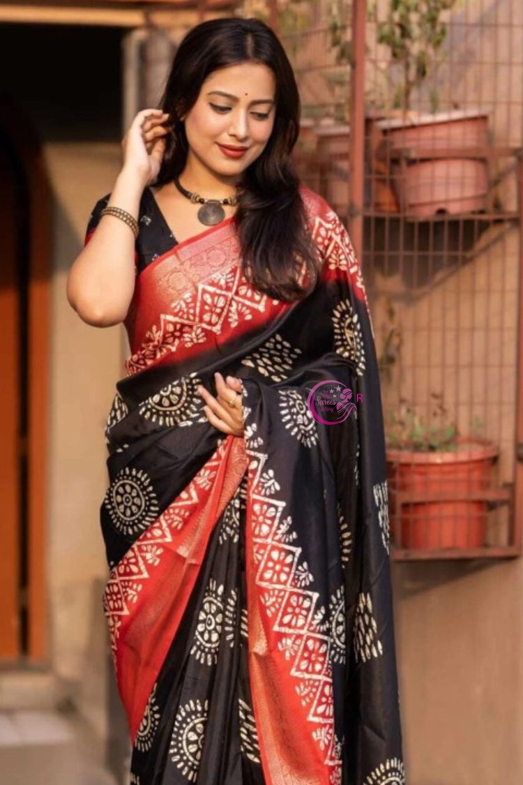 Batik Zari Silk Blend Saree