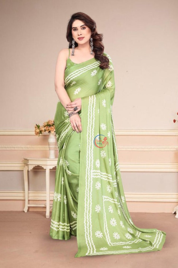 Batik Pure Chiffon Block Print Saree