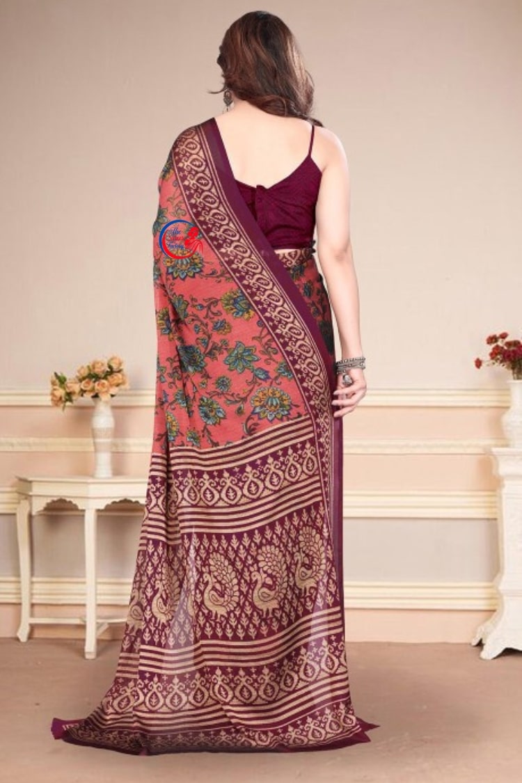 Designer Floral Chiffon Saree – Lightweight Beauty