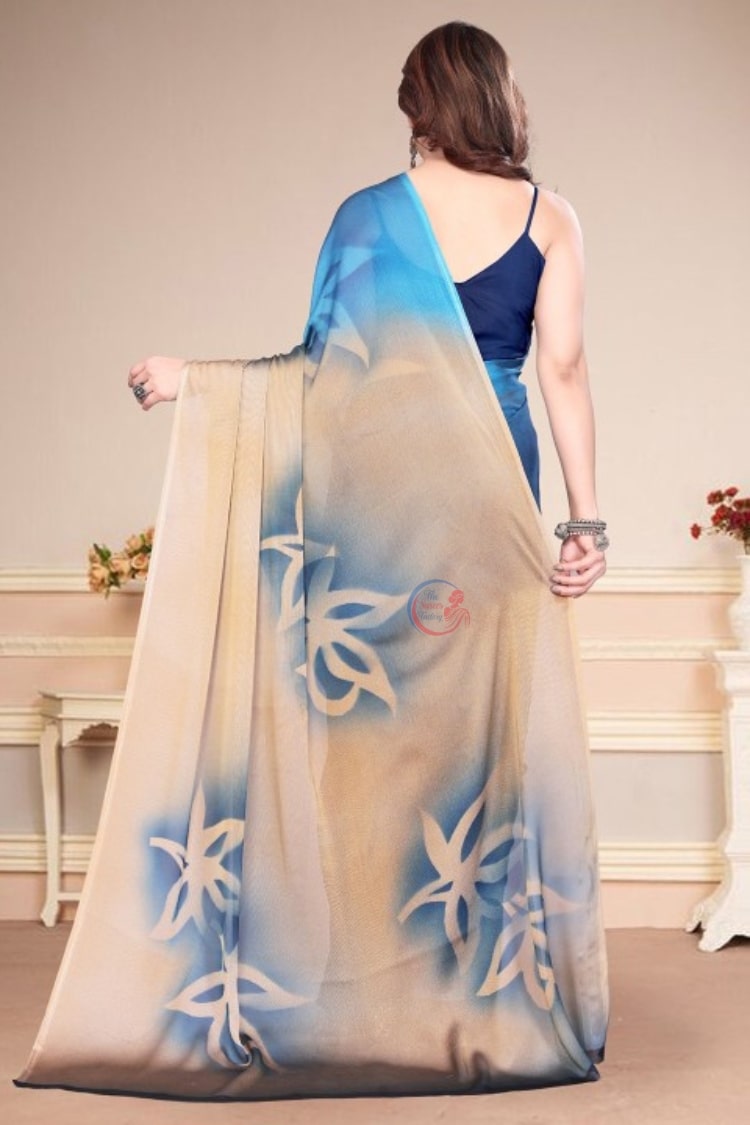 Floral Pure Chiffon Designer Saree – Elegant & Trendy Styles