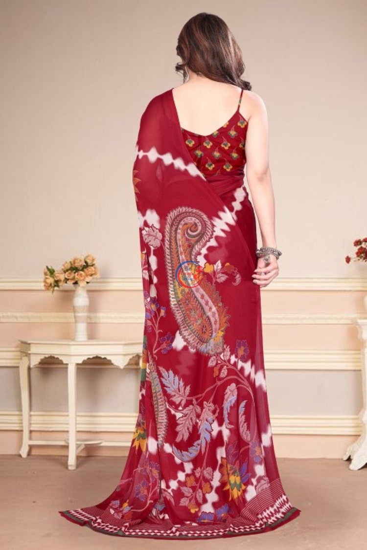 Paisley Printed Pure Chiffon Saree - Lightweight & Stylish
